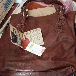 B. Makowsky Rich Brown Leather Tote